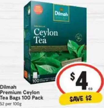 IGA Dillmah Premium Ceylon Tea Bags 100 Pack offer