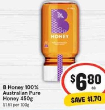 IGA B Honey 100% Australian Pure Honey 450g offer