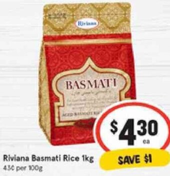 IGA Riviana Basmati Rice 1kg offer