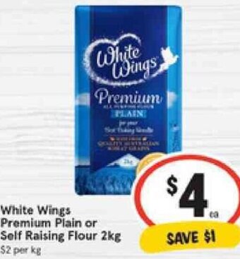 IGA White Wings Premium Plain or Self Raising Flour 2kg offer