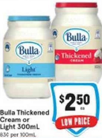 IGA Bulla Thickened Cream or Light 300ml offer