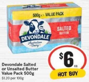 IGA Devondale Salted or Unsalted Butter Value Pack 500g offer
