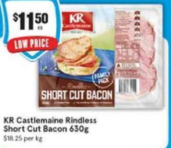 IGA KR Castlemaine Rindless Short Cut Bacon 630g offer