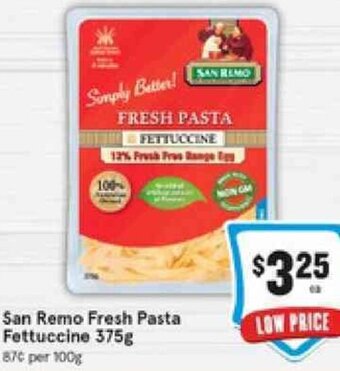 IGA San Remo Fresh Pasta Fettuccine 375g offer