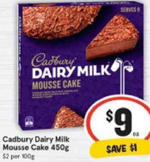 Cadbury Dairy Milk Mousse Cake 450g offer at IGA