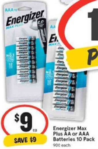 IGA Energizer Max Plus AA or AAA Batteries 10 Pack offer