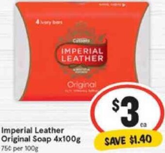 IGA Imperial Leather Original Soap 4x100g offer