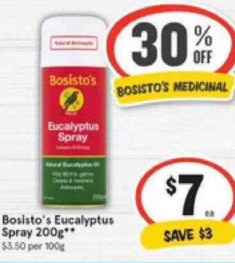 IGA Bosisto's Eucalyptus Spray 200g offer