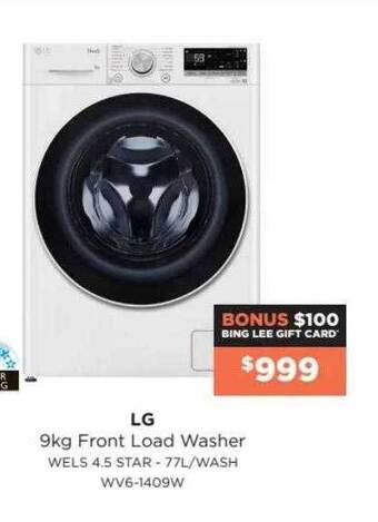 Bing Lee LG 9kg Front Load Washer offer