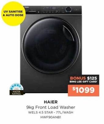 Bing Lee Haier 9kg Front Load Washer offer