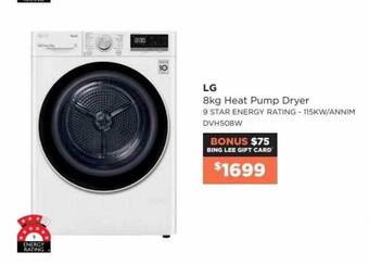 Bing Lee LG 8kg Heat Pump Dryer offer