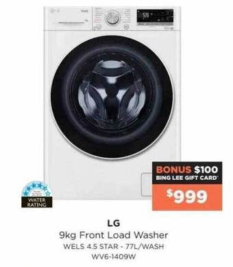 Bing Lee LG 9kg Front Load Washer offer