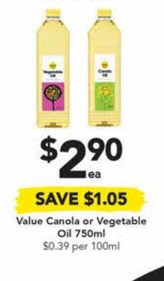 Drakes Value Canola Or Vegetable Oil 750ml offer
