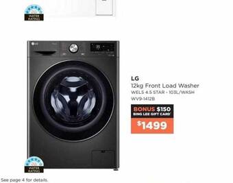 Bing Lee LG 12kg Front Load Washer offer