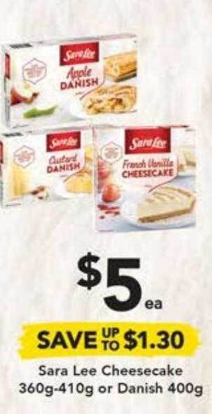 Drakes Sara Lee Cheesecake 360g-410g Or Danish 400g offer