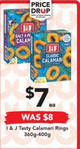 Drakes I & J Tasty Calamari Rings 360g-400g offer