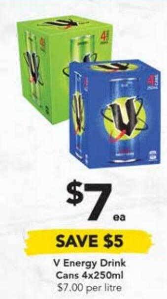 Drakes V Energy Drink Cans 4x250ml offer