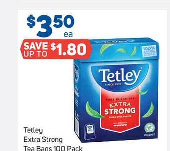 Foodland Tetley Extra Strong Tea Bags 100 Pack offer