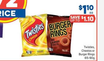 Foodland Twisties, Cheetos Or Burger Rings offer
