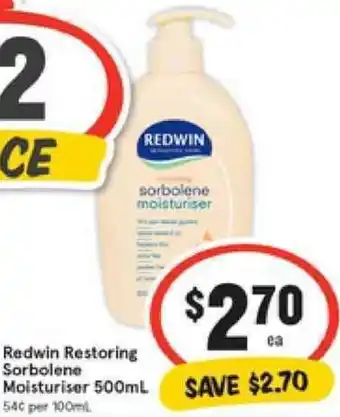 IGA Redwin Restoring Sorbolene Moisturiser 500ml offer