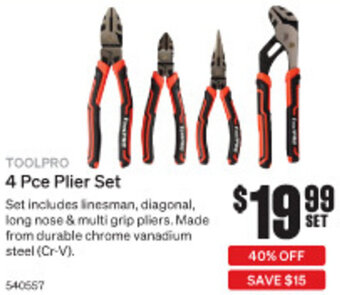 SuperCheap Auto 4 Pce Plier Set offer