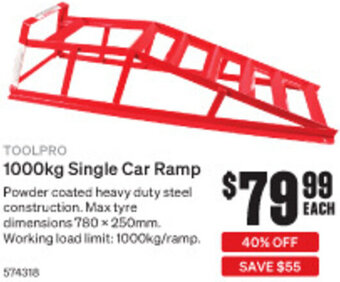 SuperCheap Auto 1000kg Single Car Ramp offer