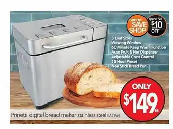 Cheap as Chips Prinetti Digital Bread Maker Stainless Steel offer
