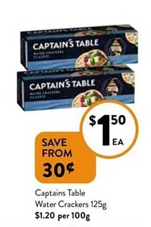 Foodworks Captains Table Water Crackers offer