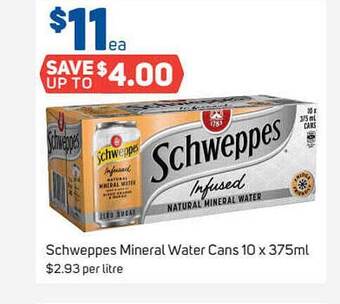 Foodland Schweppes Mineral Water Cans offer