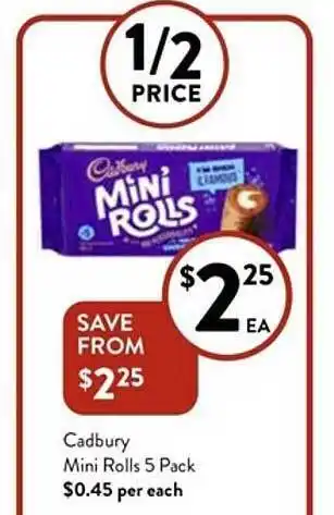 Foodworks Cadbury Mini Rolls 5 Pack offer
