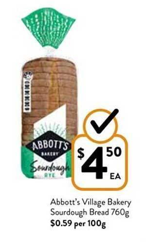 Foodworks Abbott's Village Bakery Sourdough Bread offer