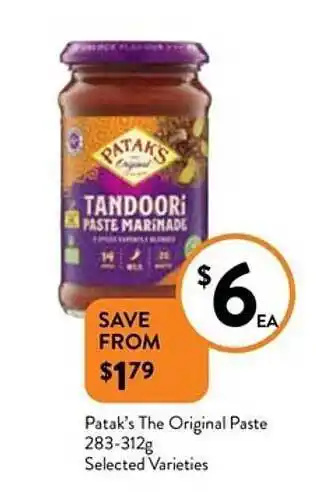 Foodworks Patak's The Original Paste offer