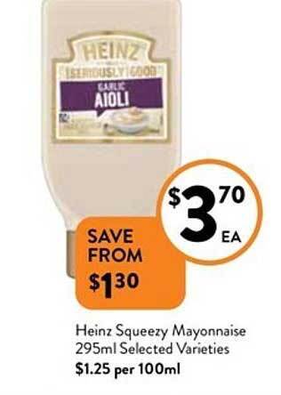 Foodworks Heinz Squeezy Mayonnaise offer