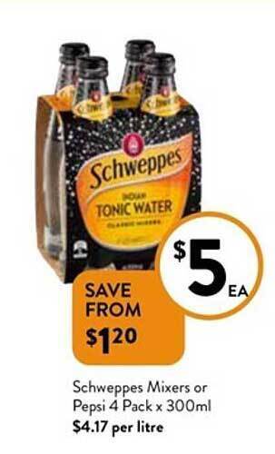 Foodworks Schweppes Mixers Or Pepsi offer