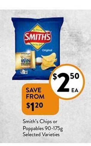 Foodworks Smith's Chips Or Poppables offer