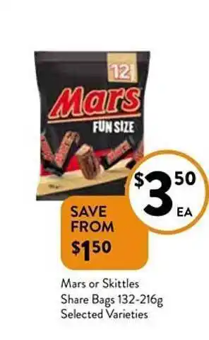 Foodworks Mars Or Skittles Share Bags offer