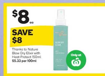 Thanks To Nature Blow Dry Elixir With Heat Protect