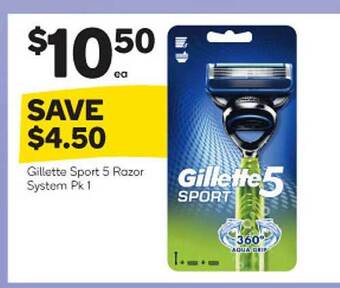 Woolworths Gillette Sport 5 Razor System offer