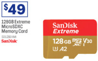 Officeworks 128Gb Extreme MicroSDXC Memory Card offer