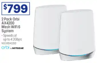 Officeworks 2 Pack Orbi AX4200 Mesh WiFi 6 System offer