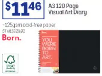 Officeworks A3 120 Page Visual Art Diary offer