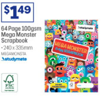 Officeworks 64 Page 100gsm Mega Monster Scrapbook offer