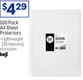 Officeworks 100 Pack A4 Sheet Protectors offer