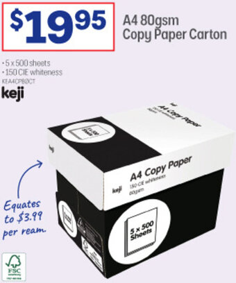 Officeworks A4 80gsm Copy Paper Carton offer