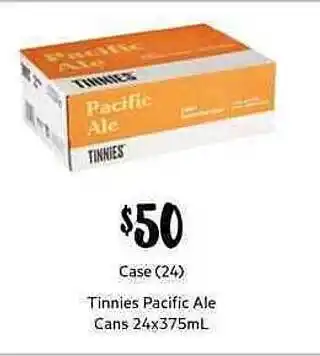 First Choice Liquor Tinnies Pacific Ale Cans offer
