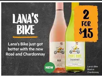 First Choice Liquor Lana's Bike Rosé Or Chardonnay offer