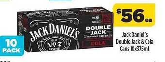 Liquorland Jack Daniel's Double Jack & Cola Cans offer