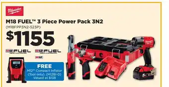 Repco Milwaukee M18 Fuel 3 Piece Power Pack 3n2 offer