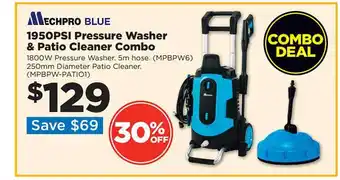 Repco Mechpro Blue 1950psi Pressure Washer & Patio Cleaner Combo offer