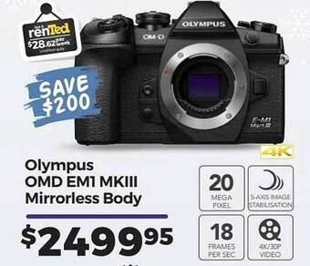 Teds Cameras Olympus Omd Em1 MkIII Mirrorless Body offer